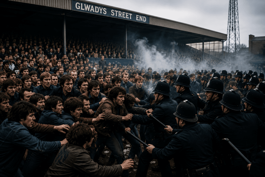 Everton vs Millwall 1973: The Day Millwall Walked Into Everton's End Millwall supporters confront Everton fans in the Gwladys Street End at Goodison Park during the infamous FA Cup tie in February 1973.