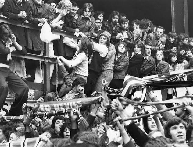 football fans on terracing