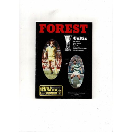 forest v celtic programme from 1983