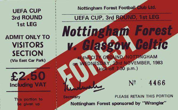 forest v celtic ticket stub