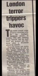 Millwall vs Hibs 1990: Bushwackers vs CSS news paper report millwall v hibs 1990