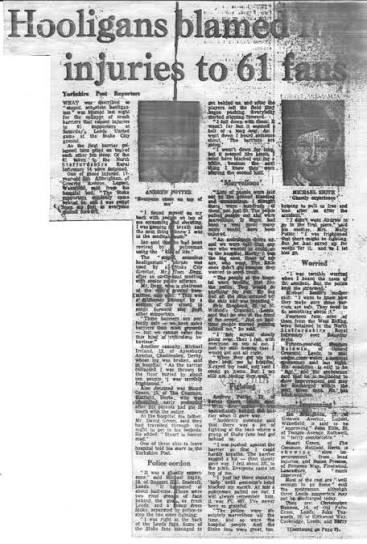 Stoke City vs Leeds United 1970: 300 Leeds Hooligans Storm the Boothen End stoke v leeds 1970 news cuttings