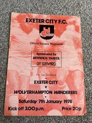 Exeter City vs Wolves 1978: The KKK Cup Controversy exeter v wolves 1978 programme